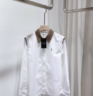 ysl lapel single-breasted long-sleeved cotton shirt