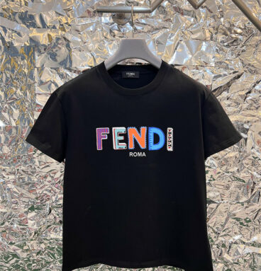 fendi children's fun color candy letter print T-shirt