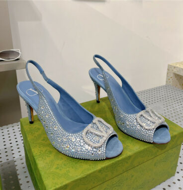 valentino diamond V buckle high heel sandals