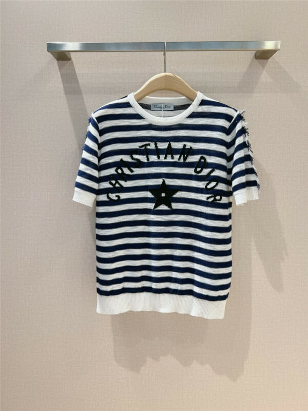 dior logo knitted short sleeve top