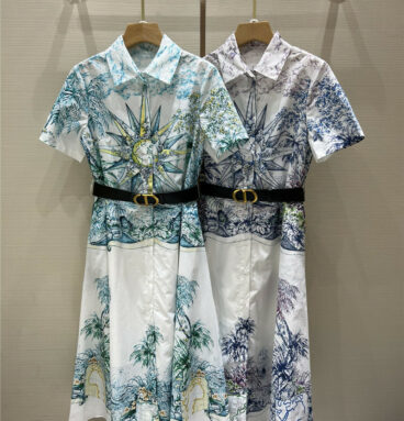 Dior cotton digital positioning printing dress