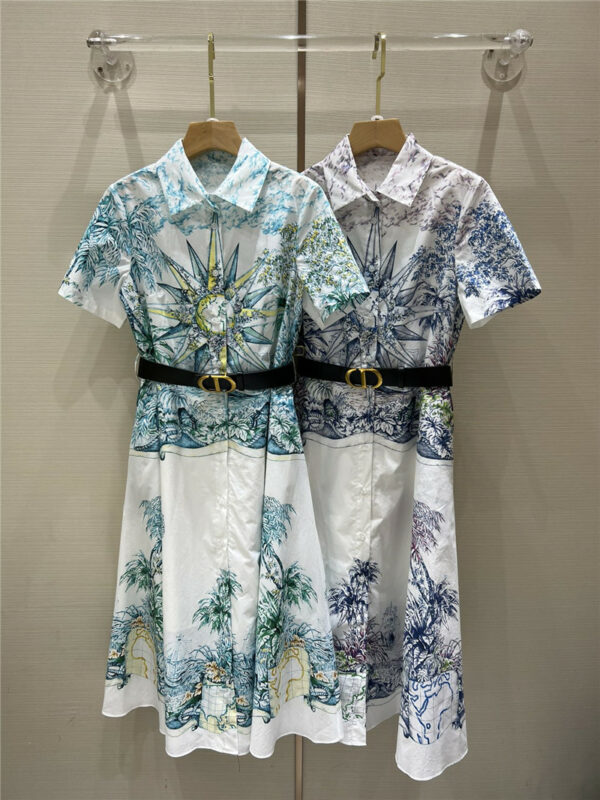Dior cotton digital positioning printing dress