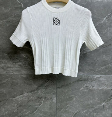 loewe logo embroidery knitted short sleeves