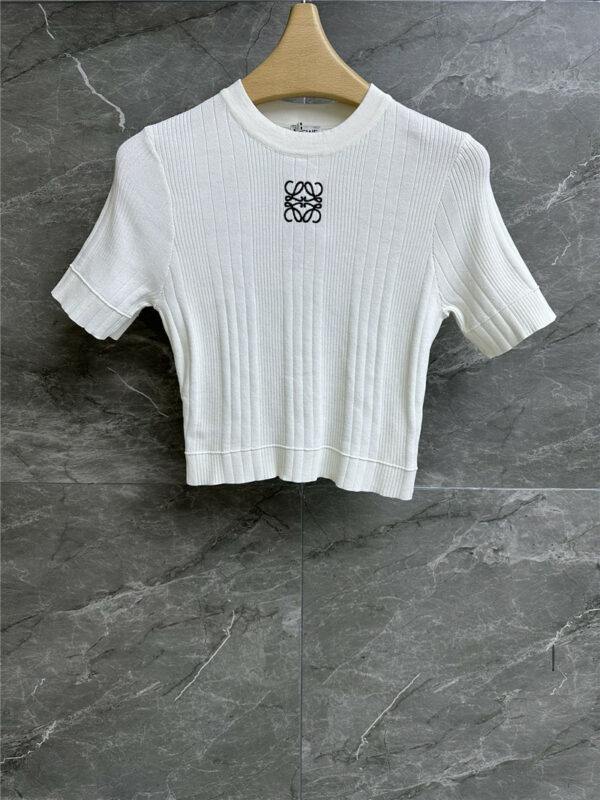 loewe logo embroidery knitted short sleeves