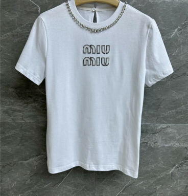 miumiu rhinestone T-shirt