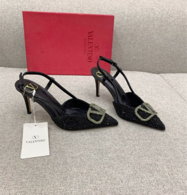 valentino new V buckle full diamond high-heeled sandals