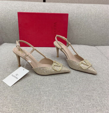 valentino new V buckle full diamond high-heeled sandals