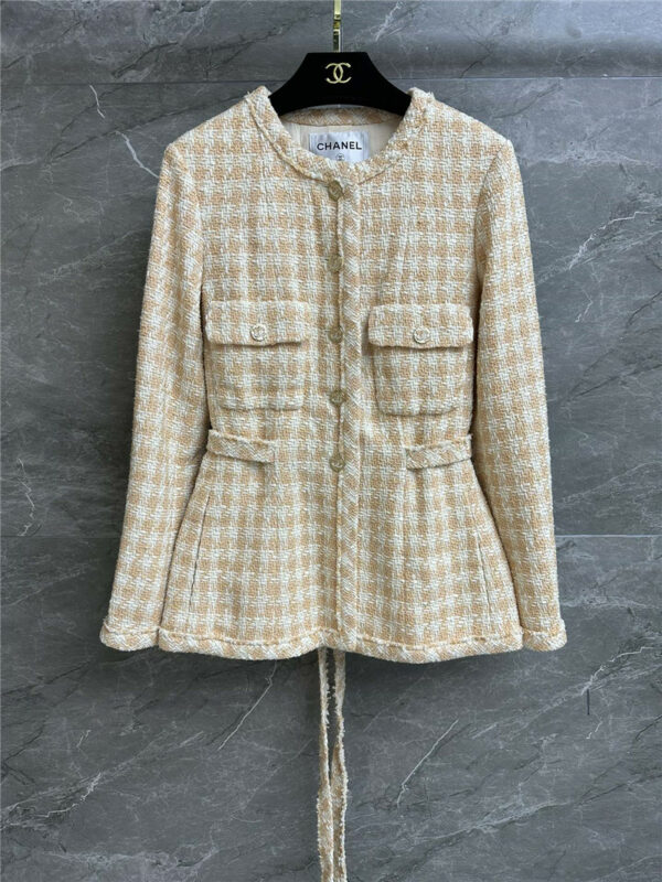 chanel plaid tweed coat
