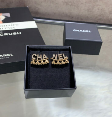 Chanel Letter Heart Stud Earrings