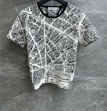 Dior Paris map print short-sleeved top