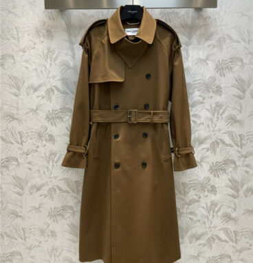 YSL Camel Double Breasted Trench Coat