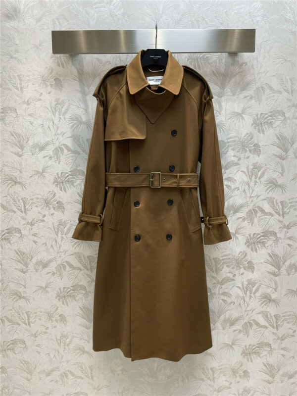 YSL Camel Double Breasted Trench Coat