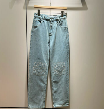 Loewe light blue embroidered classic logo jeans
