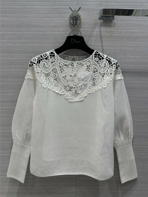 Dior heavy craft chain link cotton linen knitted sweater