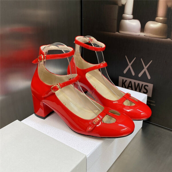 dior retro roman style low heel doll women's shoes