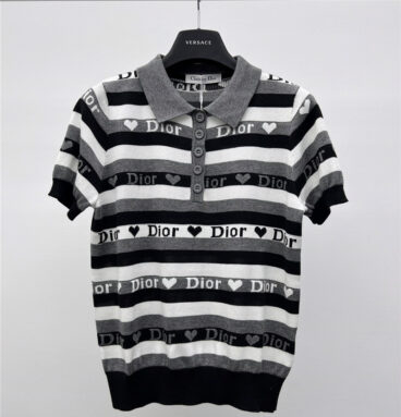 Dior love striped polo shirt