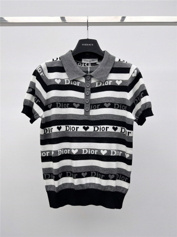 Dior love striped polo shirt