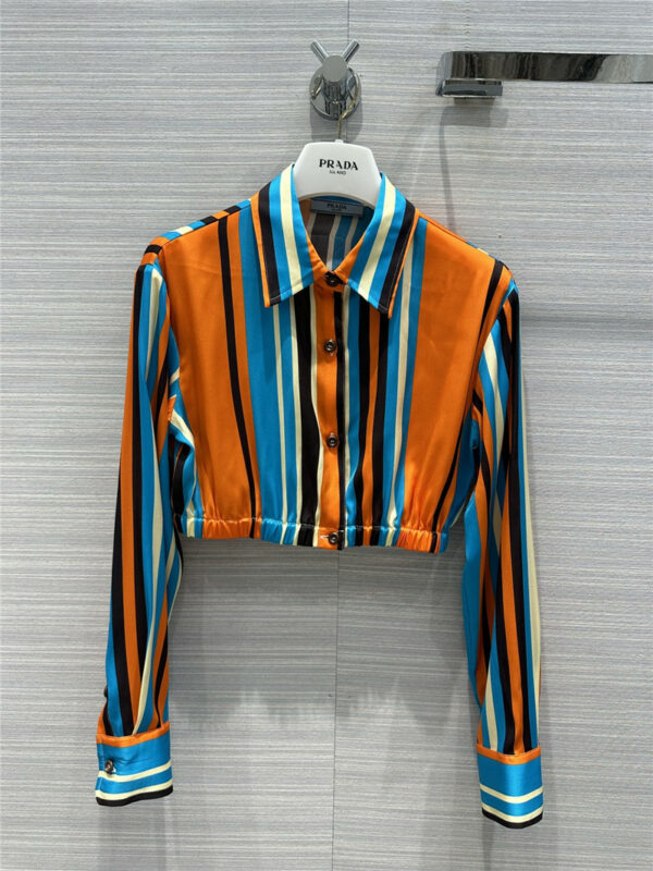 Prada summer fresh and colorful striped silk shirt