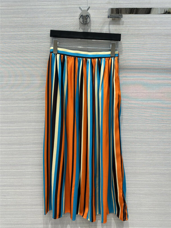 Prada summer fresh and colorful striped silk skirt