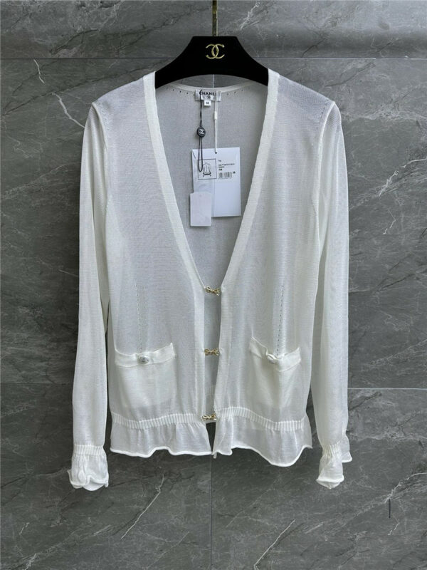 chanel butterfly button cardigan