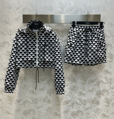 prada printed black and white grid casual suit