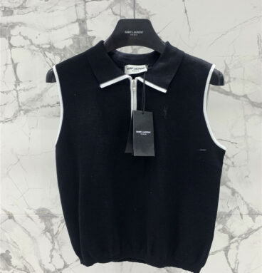 YSL new sleeveless middle zipper top