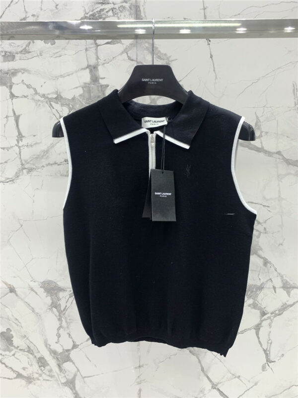 YSL new sleeveless middle zipper top