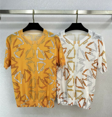 Hermès classic print all over knit short-sleeved top