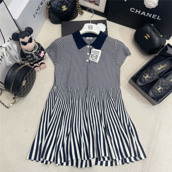 loewe spring and summer new striped short-sleeved dress