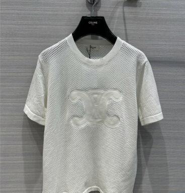 celine embroidered logo knitted top