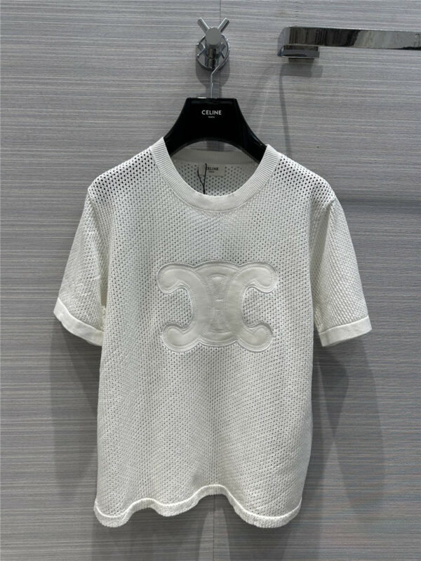 celine embroidered logo knitted top