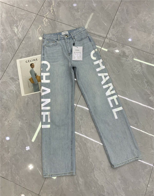 Chanel new hot silver straight jeans