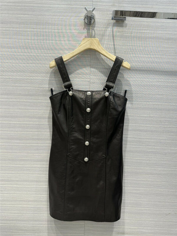 Balmain suspender leather dress