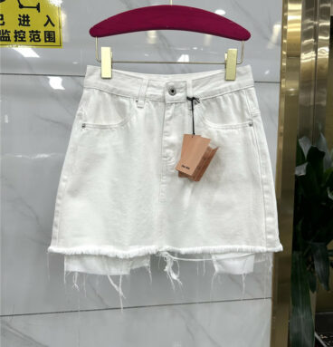 miumiu high waist A-line denim skirt