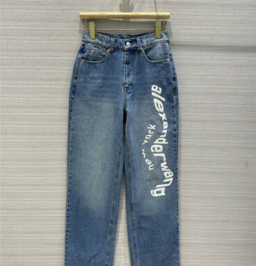 alexander wang printed letter straight jeans