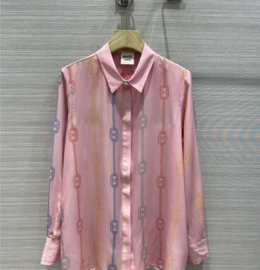 Hermès pig nose chain-print silk shirt