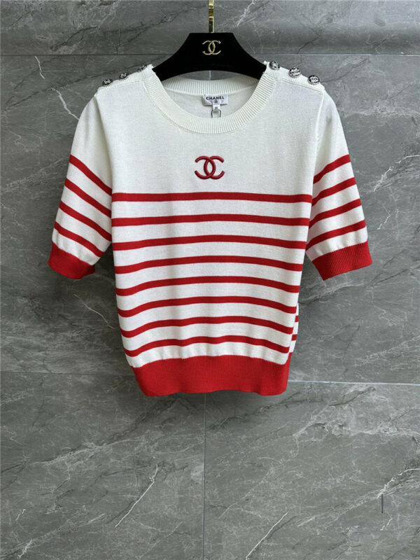 chanel striped knitted short sleeve