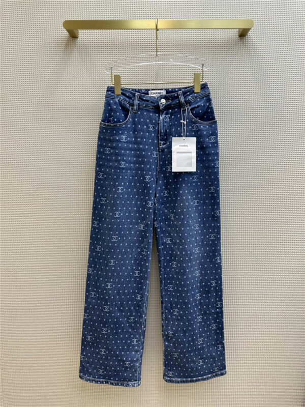 chanel straight wide leg jeans