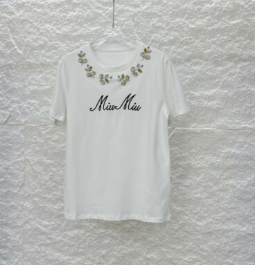 miumiu hand-studded gem T-shirt
