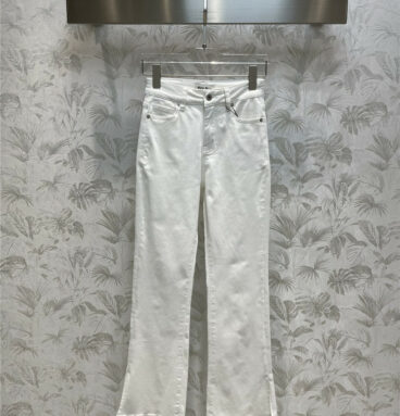 miumiu back pocket embroidery white jeans