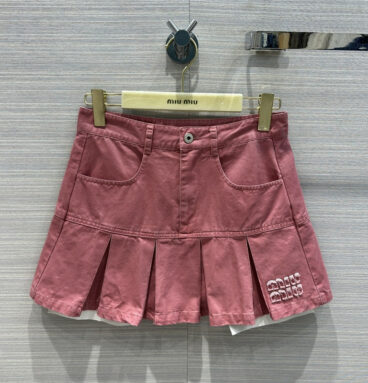 miumiu new retro film color denim miniskirt