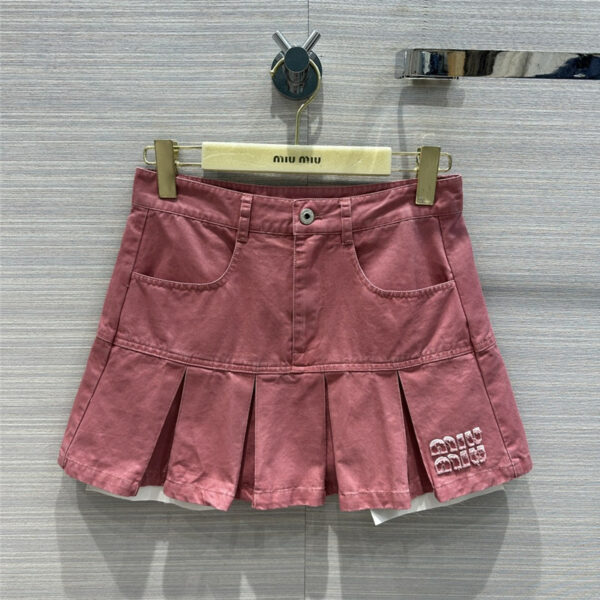 miumiu new retro film color denim miniskirt