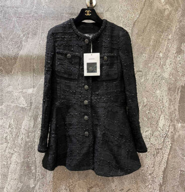 Chanel black tweed coat