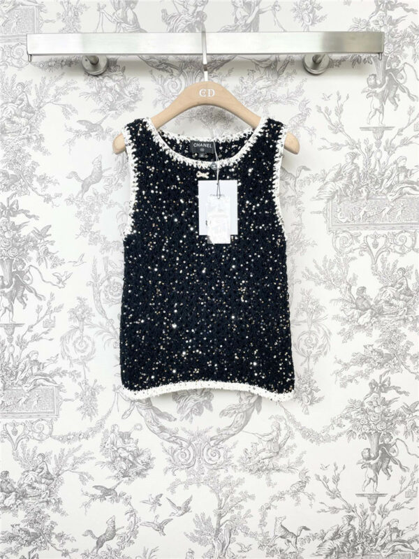 chanel sequined knitted vest