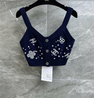 chanel hollow embroidery vest