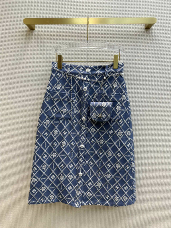 chanel plaid single breasted skirt