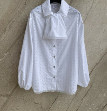 chanel white polka dot shirt
