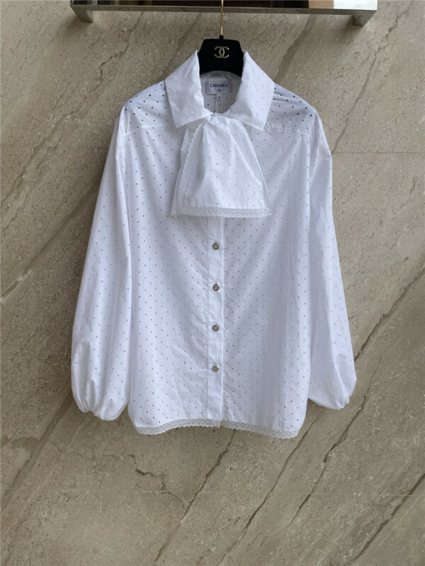 chanel white polka dot shirt