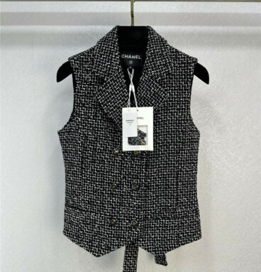 chanel classic black and white pinstripe vest