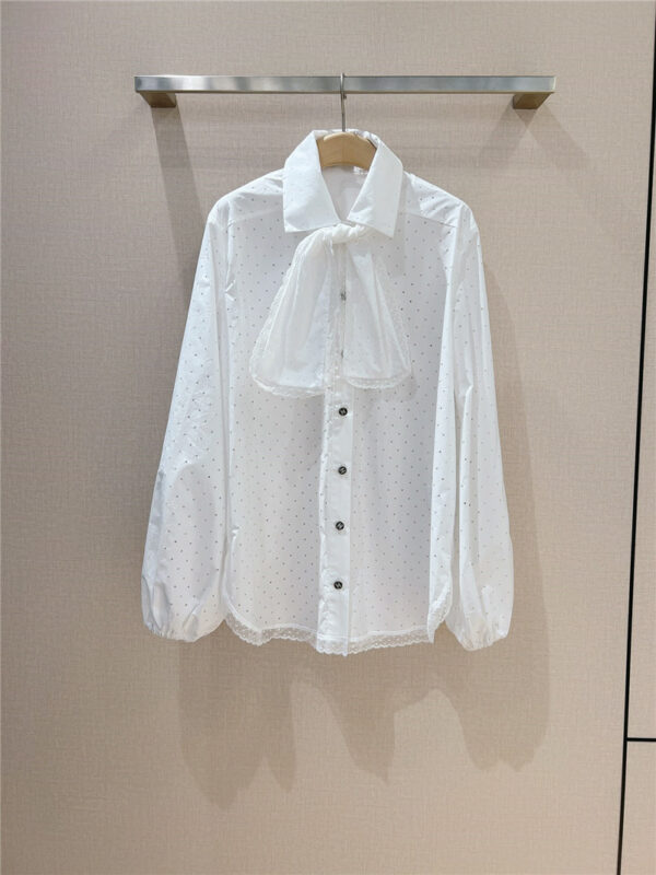 chanel bow tie punch white shirt